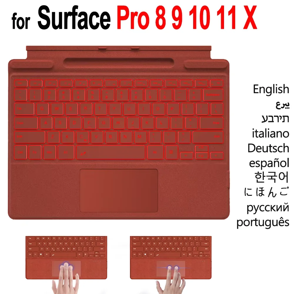 Bluetooth Keyboard for Microsoft Surface Pro 11/10/9/8/X 13 inch with Wireless Multi-Touch Trackpad Backlit Detachable Keyboard