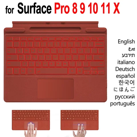 Bluetooth Keyboard for Microsoft Surface Pro 11/10/9/8/X 13 inch with Wireless Multi-Touch Trackpad Backlit Detachable Keyboard