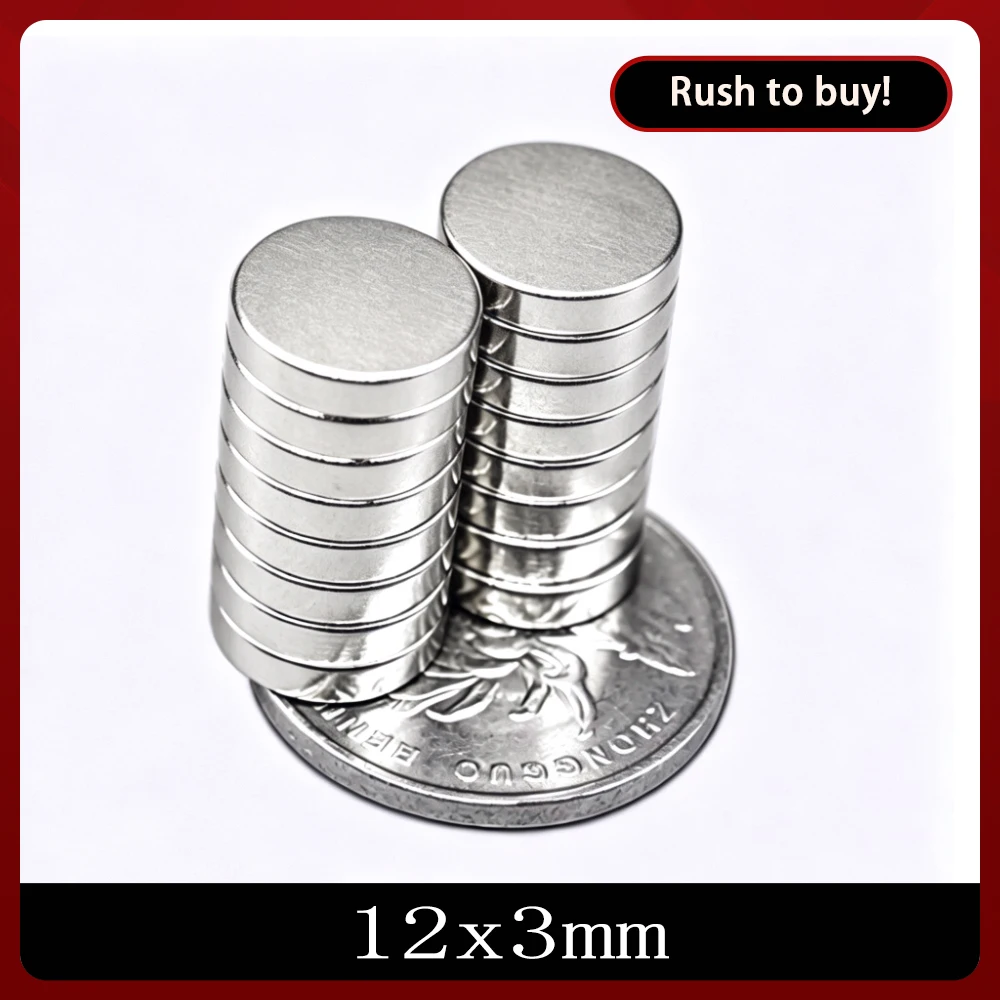 12X3 mm Rare Earth Neodymium Magnets 12mm X 3mm Super Powerful Strong Magnetic Magnets 12X3mm Round Diameter 12*3 mm