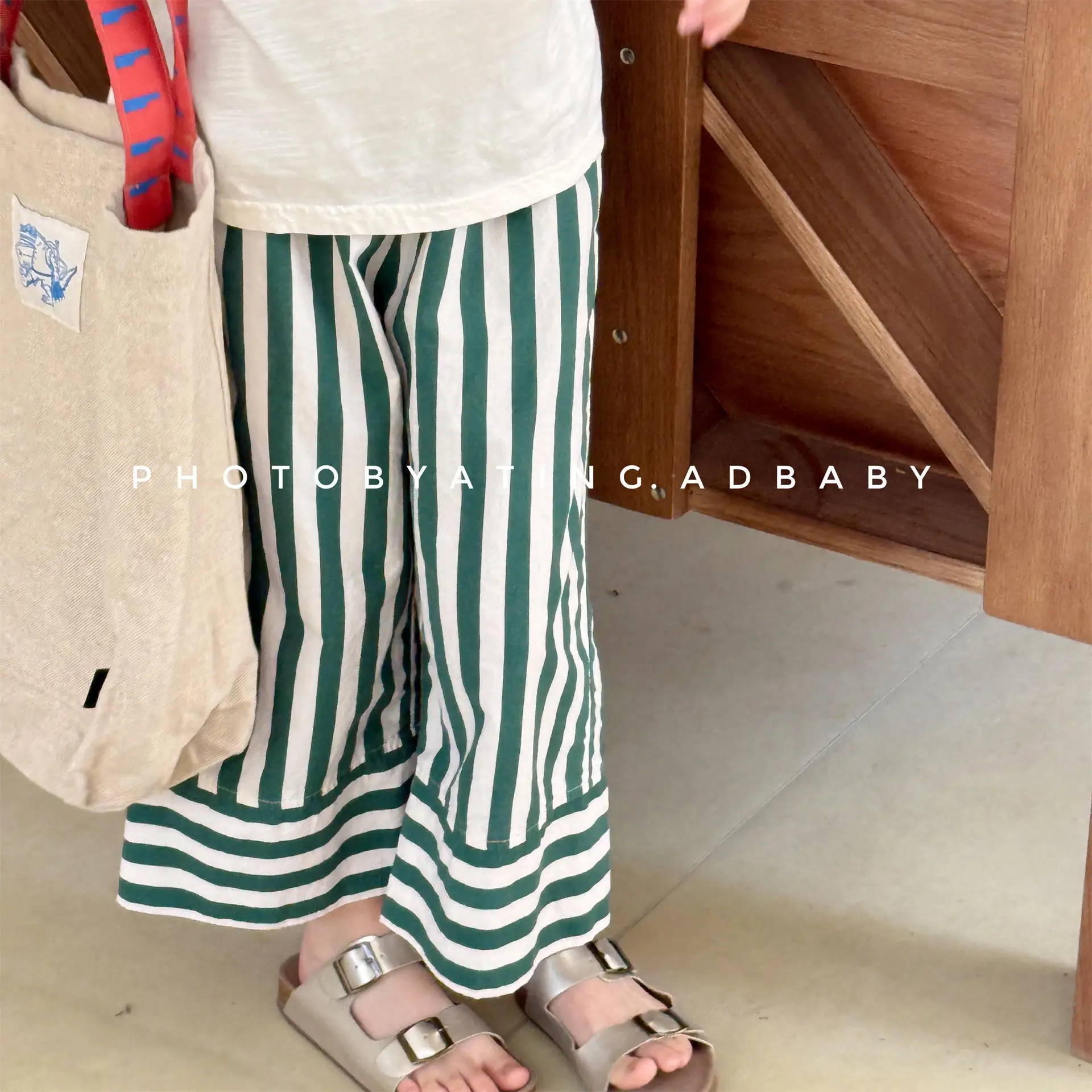 

Children's Loose Pants for Summer 2025 Fashion Korean Baby Girls Striped Print Pants Toddler Casual Pants Kids Loose Trousers