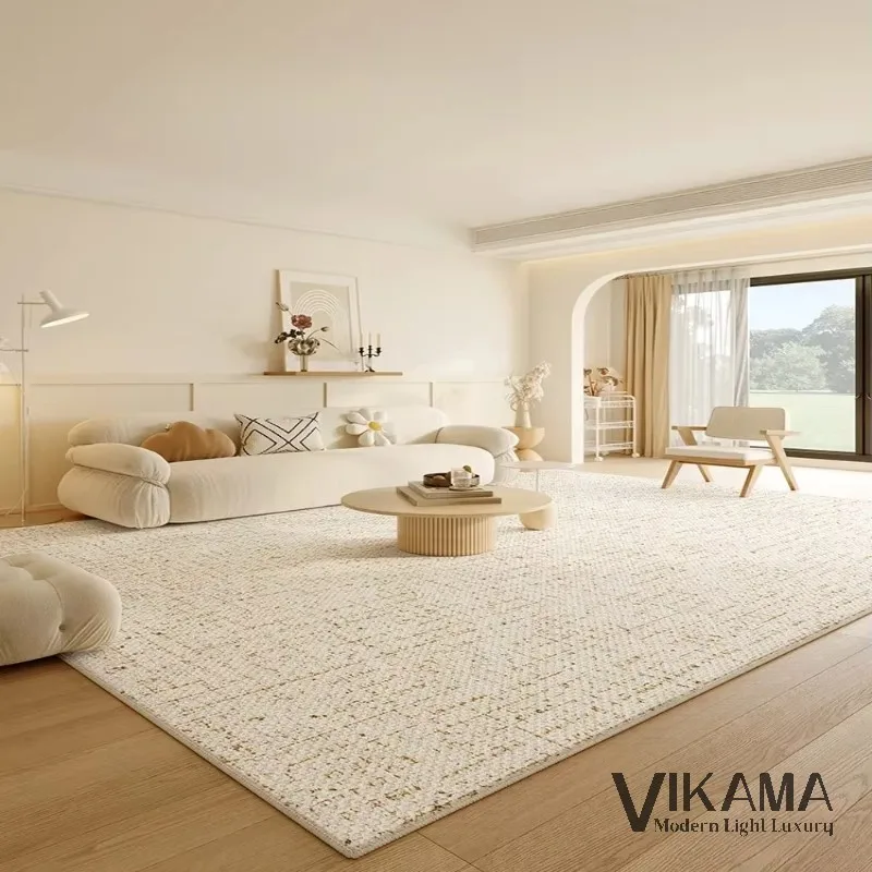 VIKAMA Cream Minimalist Light Luxury Carpet Minimalist Living Room Home Decoration Art Bedroom Solid Color Washable Floor Mat