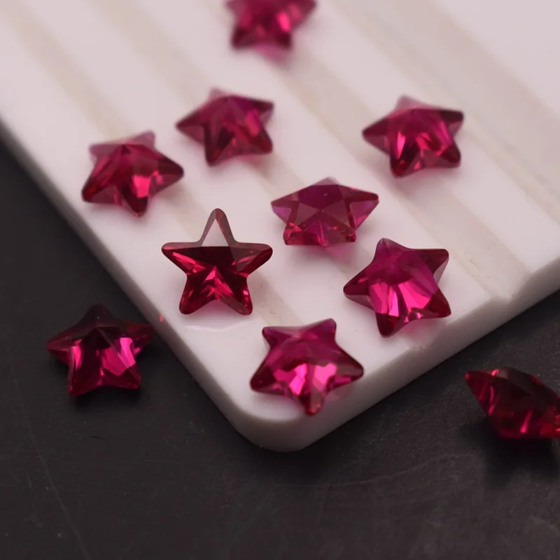 Blood-red RubyTrillion Faceted Loose Gemstones Star Cut LAB-CREATED 5# Corundum Multiple Sizes to Choose For Jewelry Making