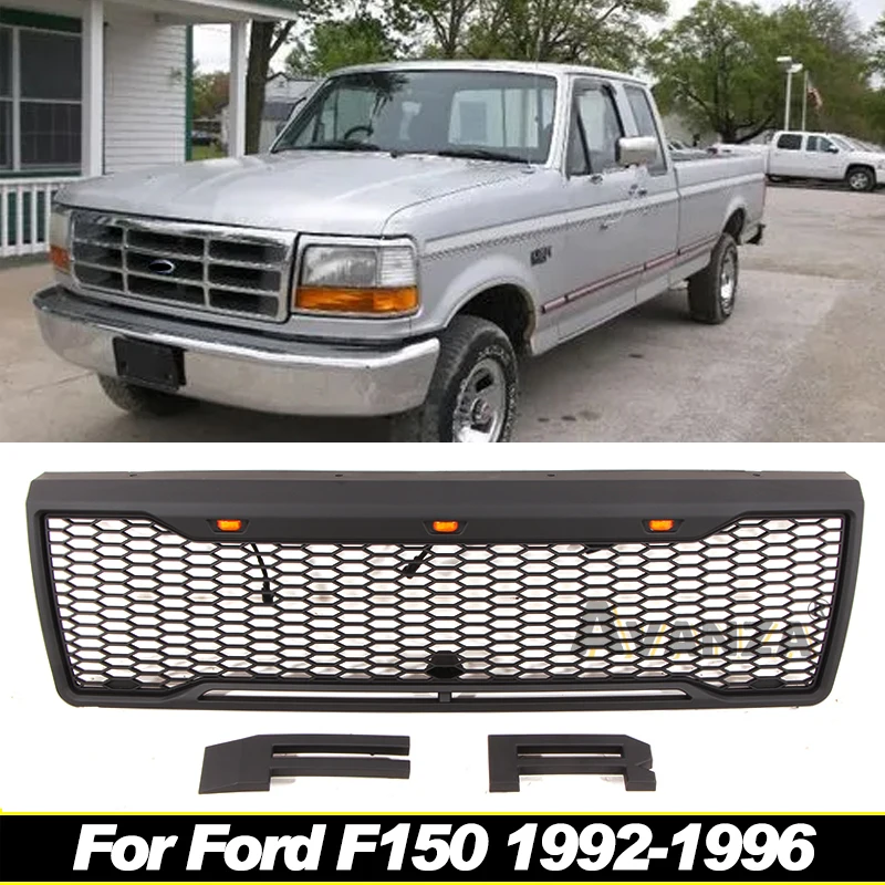 

Front Grille With LED Light F-150 Raptor Fits For Ford F150 1992-1996 Racing Grill