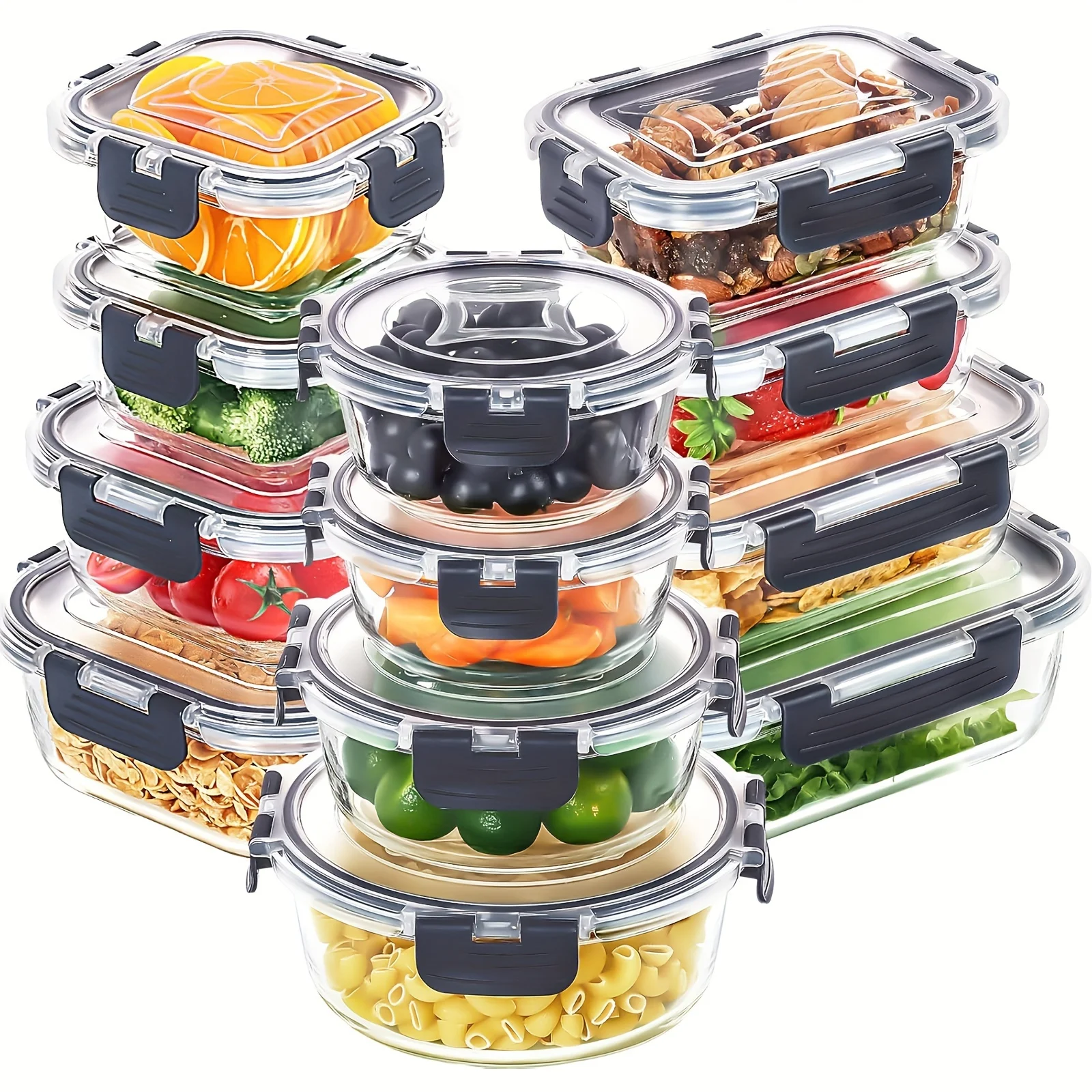 

12pcs Glass Food Storage Containers with Lids,Leak Proof, Airtight Lunch Bento Boxes for Microwave,Oven, Freezer And Dishwasher