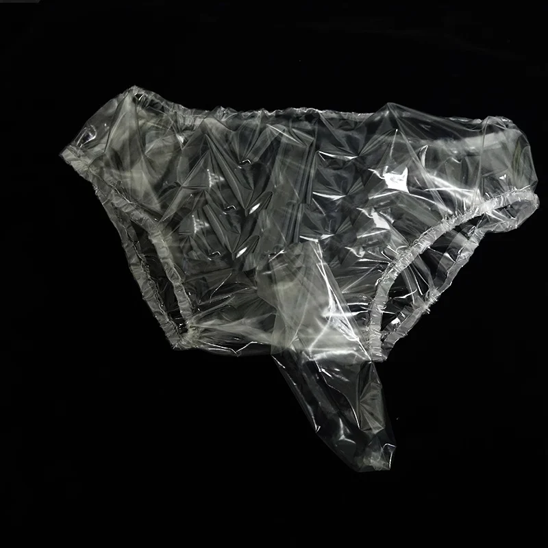 Men\'s PVC Plastic Panties With Penis Bag Transparent Underpants  Middle Waist Sexy Briefs