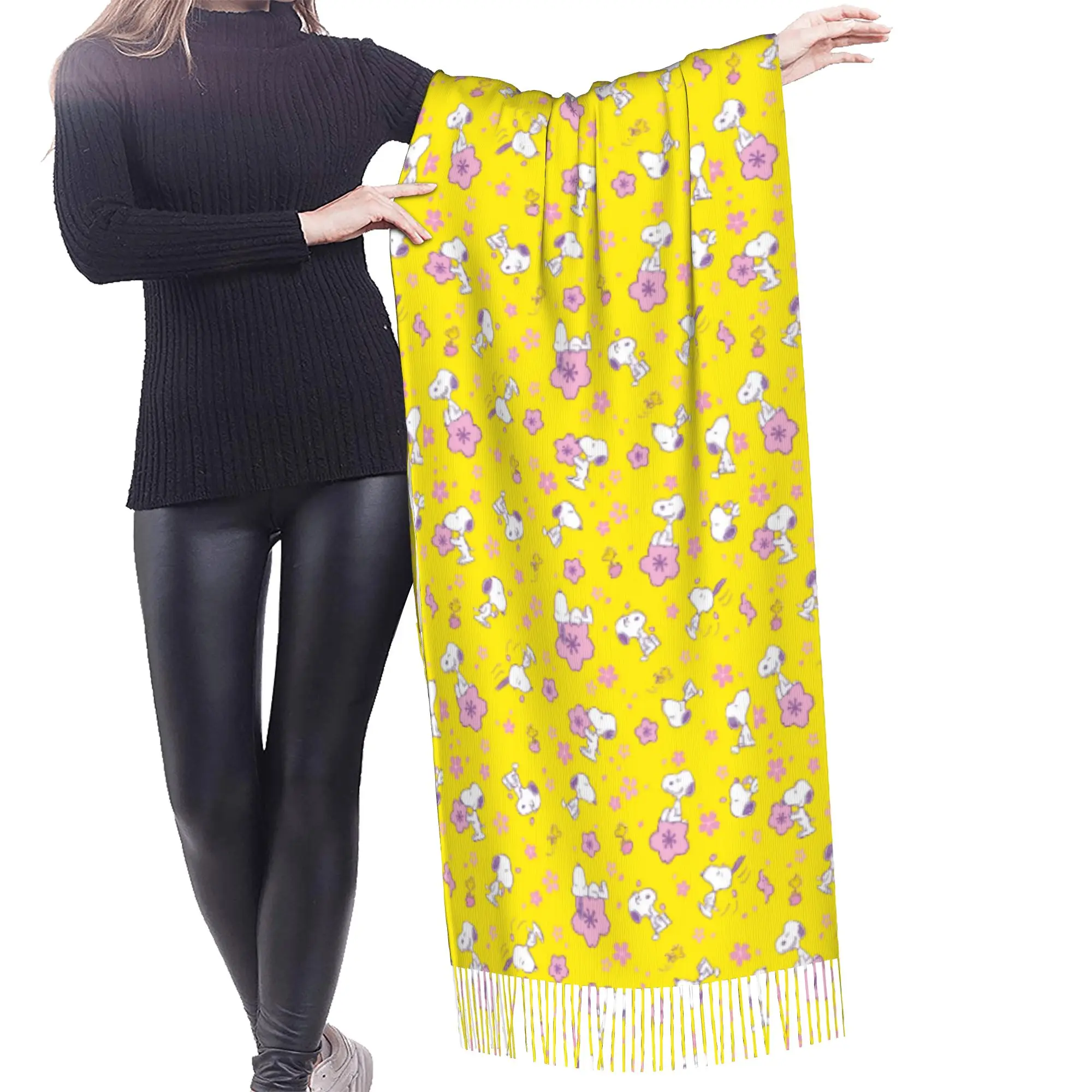 Custom Printed S-snoopied Dog Scarf  Men Women Winter Fall Warm Scarves Anime Manga Shawls Wraps