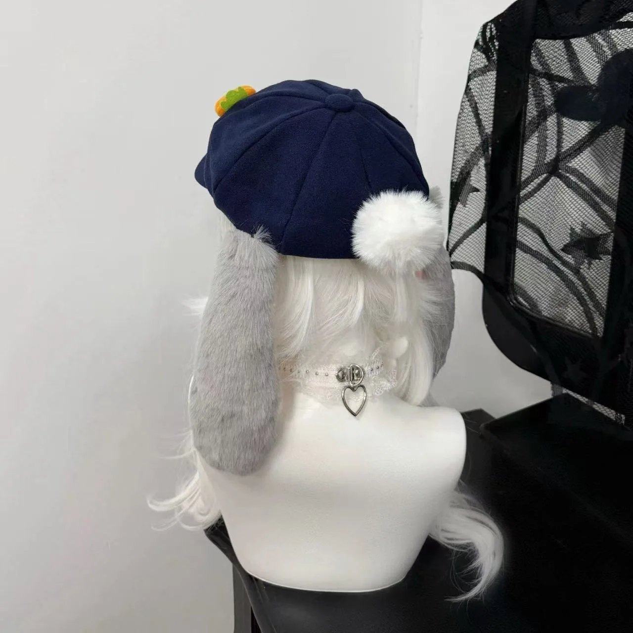 Feminino lolita gótico harajuku cenoura coelho policial cosplay chapéu y2k menina coelho orelhas octogonal boné jornal chapéu