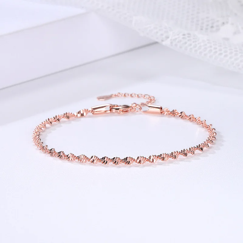 Women\'s jewelry Twist Bracelet For Women Friends Gifts Rose Gold Color Simple Bangle Hand Chains Kpop jewellery Wholesale KBH064