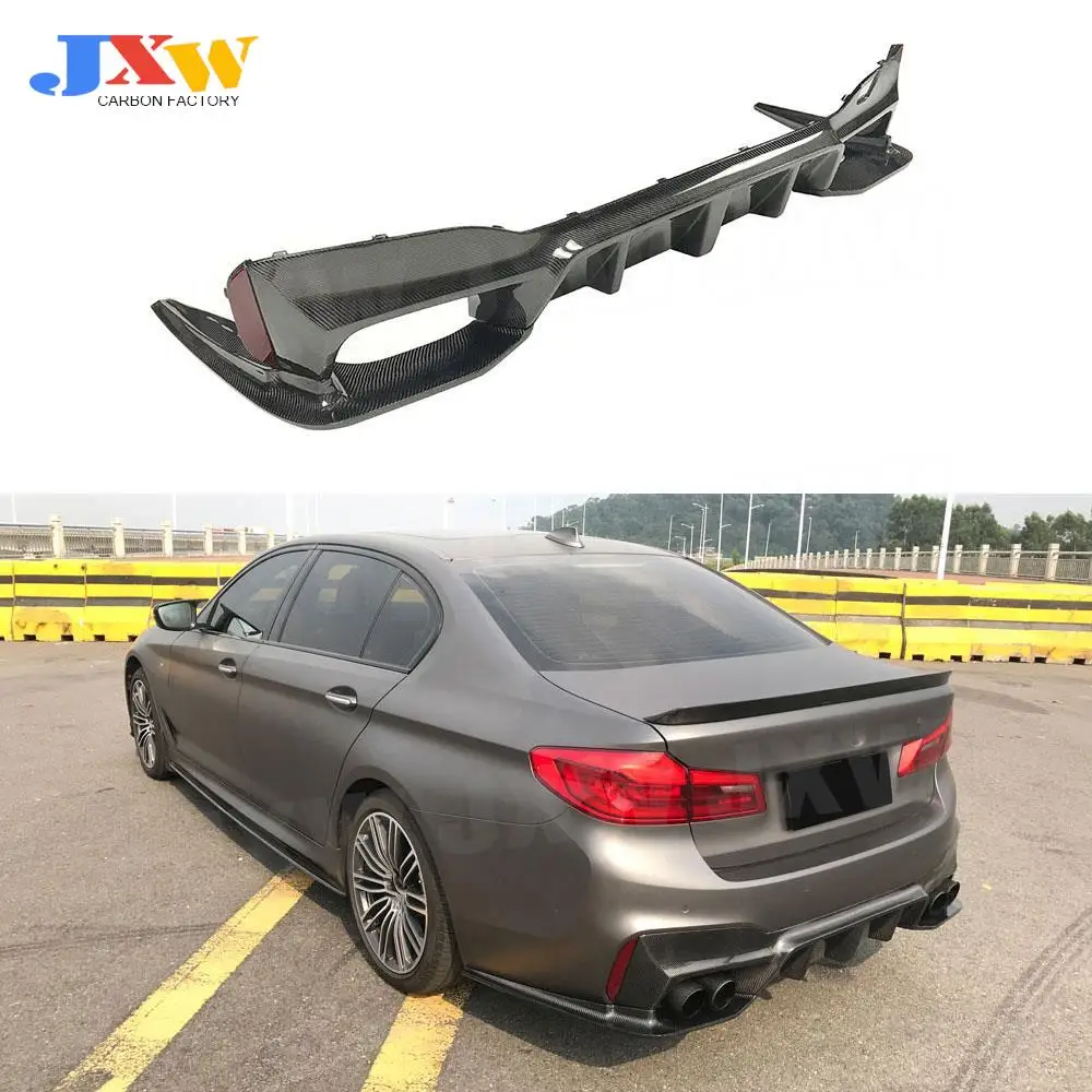 Dry Carbon Fiber or FRP Rear Bumper Diffuser Spoiler For BMW 5 Series G30 F90 M5 Sedan 4 Door 2017- 2023 Black Bumper Guard