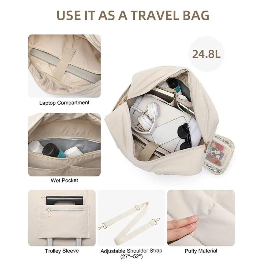 

New with Compartment Insulated Lunch Bag Large Capacity 3 In 1 Travel Handle Bag Multifunctional Puffer Quilted Bag