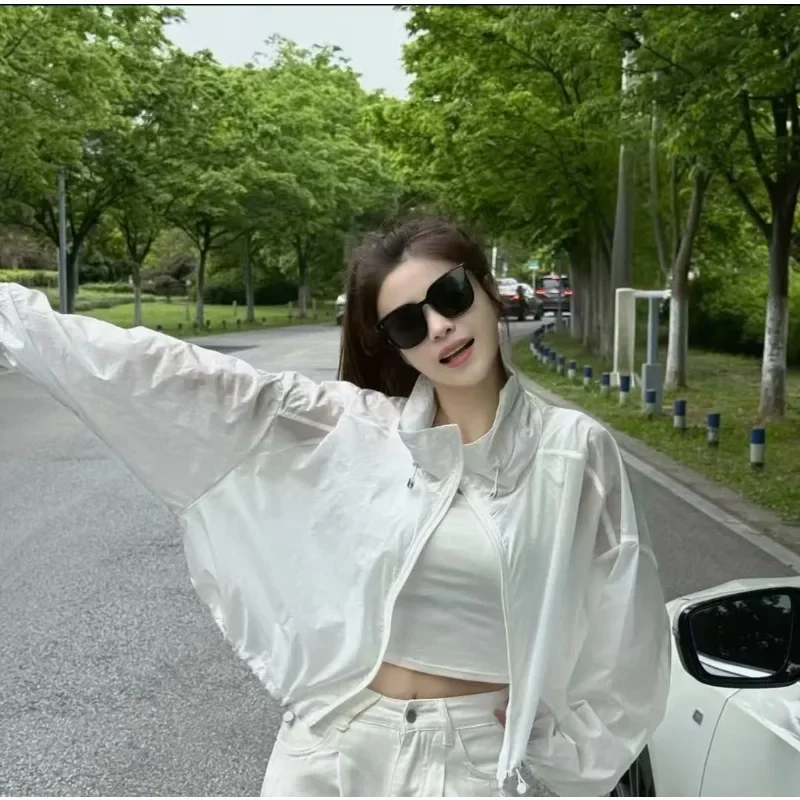 Loose Coat Autumn Versatile Slimming Sun-protective Coat Women. Korean-style Stand-up Collar Long-sleeved Sun-protective Jacket.