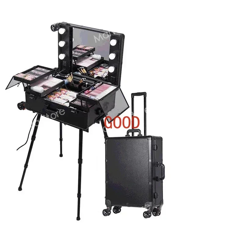 طاولات أظافر محمولة لفن الماكياج، أثاث مانيكير قابل للطي، قضيب سحب إبداعي متعدد الوظائف #3