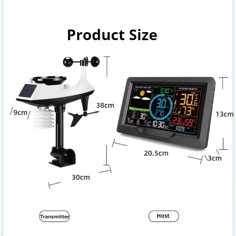 Digital Weather Station with Color Screen RF Wireless Indoor Outdoor Thermometer Hygrometer Humidity Monitor Alarm Clock Home