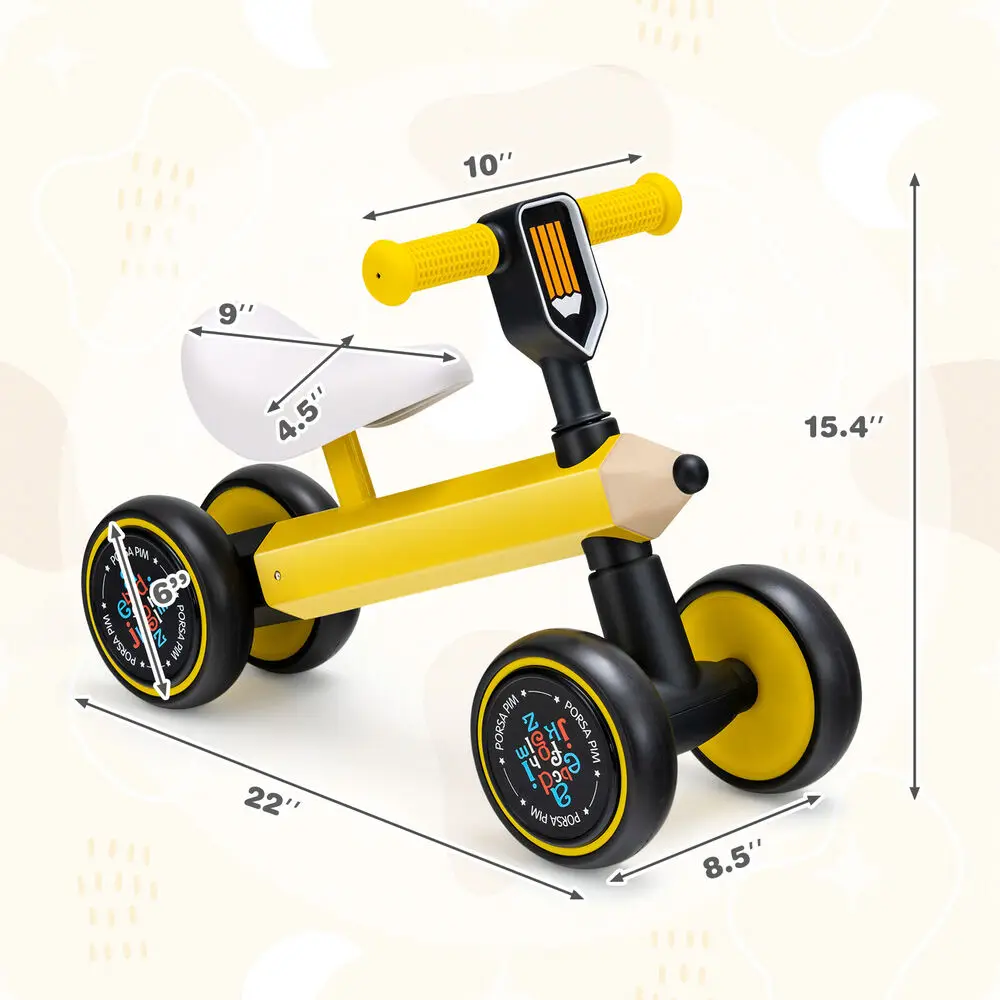 Babyjoy Baby Balance Bike for 1-3 Years Old Riding Toy No Pedal for Boys & Girls Yellow