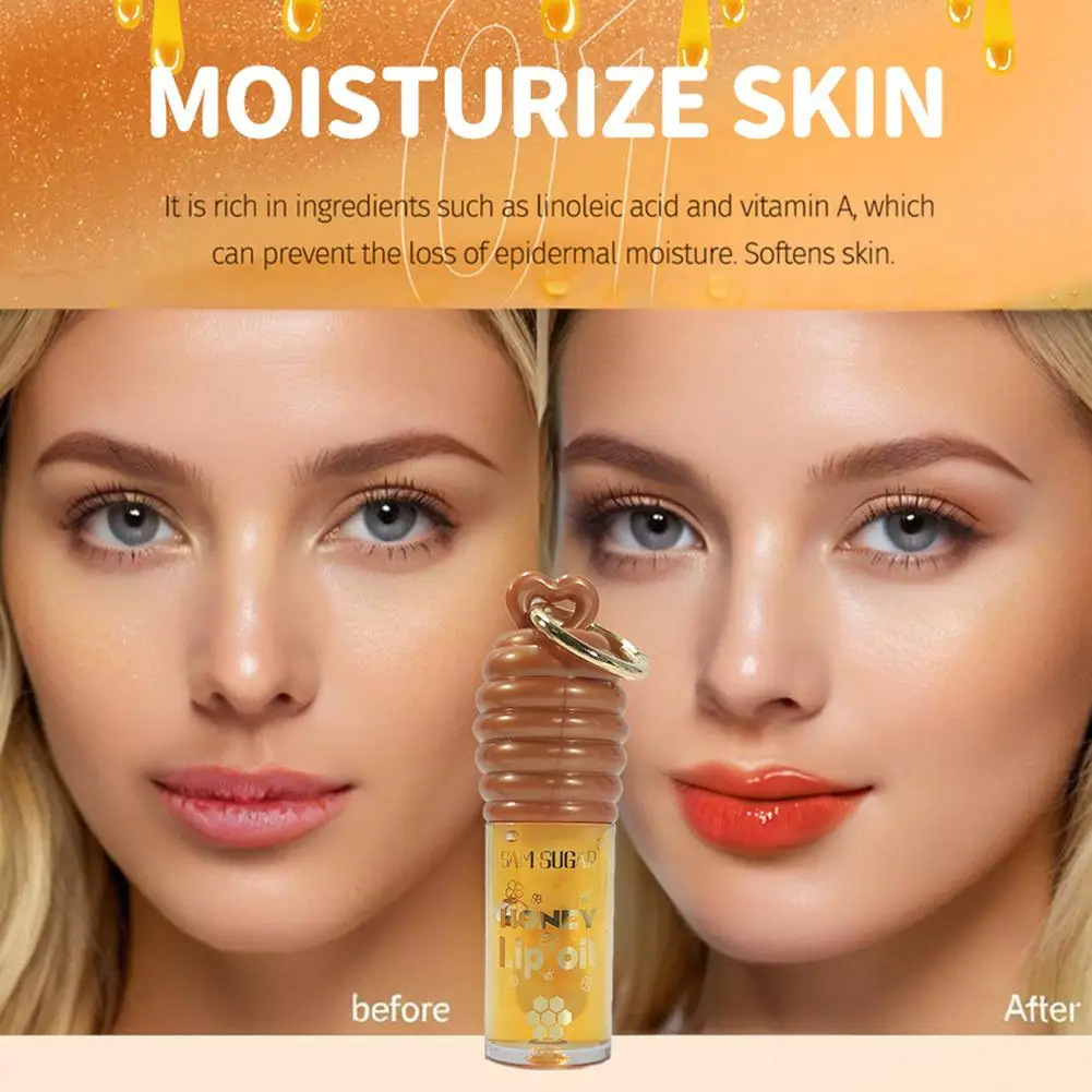 허니 립 오일, 오래 지속되는 투명한 보습 및 영양 공급 립케어, 끈적임 없는 글로스 립밤