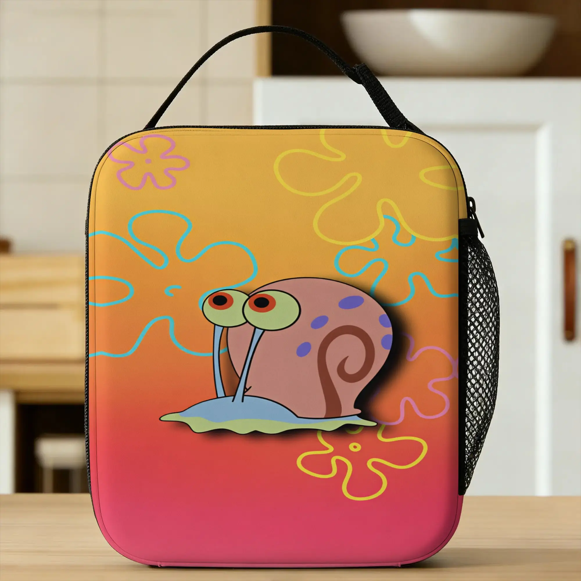 Anime  Spongebobs Lunch Bag For Child  Print Lunch Box Kawaii Outdoor Picnic Cooler Bag Convenient Oxford Tote Food Bags
