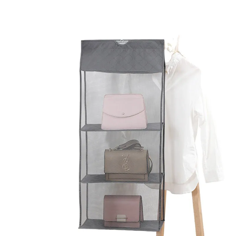 Three-dimensional bag storage hanging bag hanging bedroom door rear wardrobe layered leather bag storage multi-functional