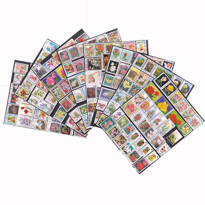 50 PCS All Different Topic Flower Postage Stamps With Post Mark In Good Condition For Collection World Wide