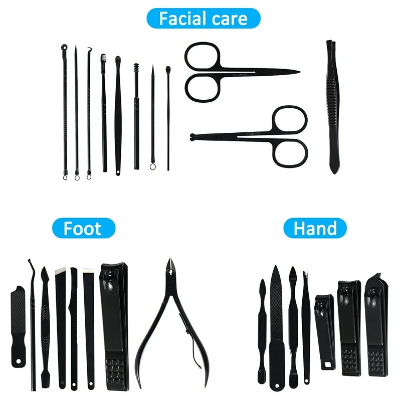 High Quality 25 IN 1 Stainless Steel Nail Clipper set Travel Grooming Kit Manicure & Pedicure Set Personal Care Tools