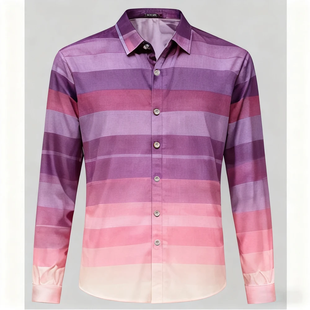 

Men's New Colorful Zebra Pattern 3D Printed Shirt Long-sleeved Lapel Single-breasted Soft Fabric Beach Casual Business Shirt Top