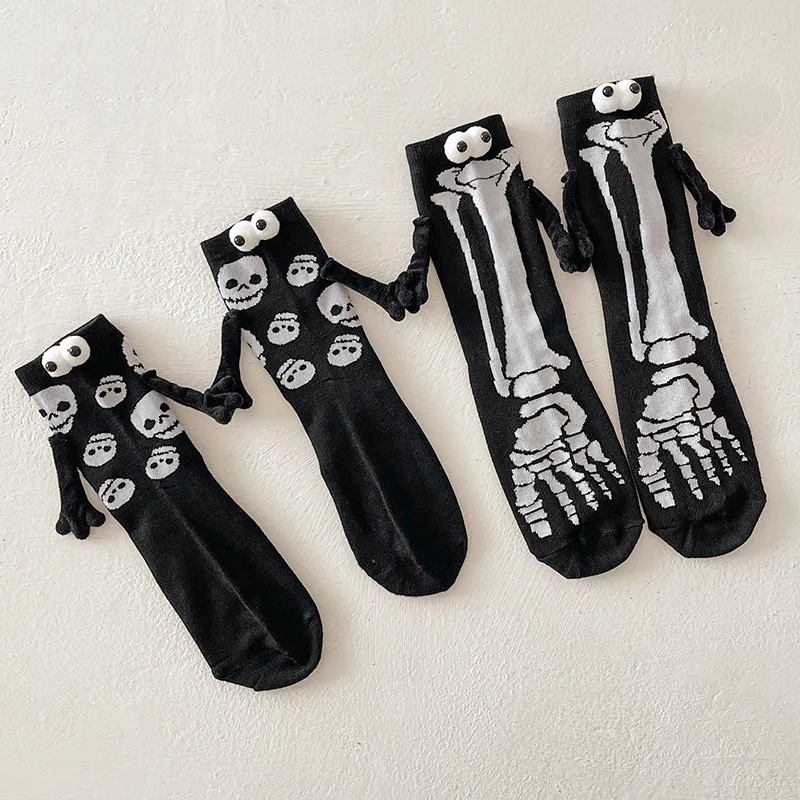 Asexual Socks Halloween Personality Fashion Funny Mid Tube Socks Pattern Hand In Hand Funny Comfortable Breathable Cotton Socks