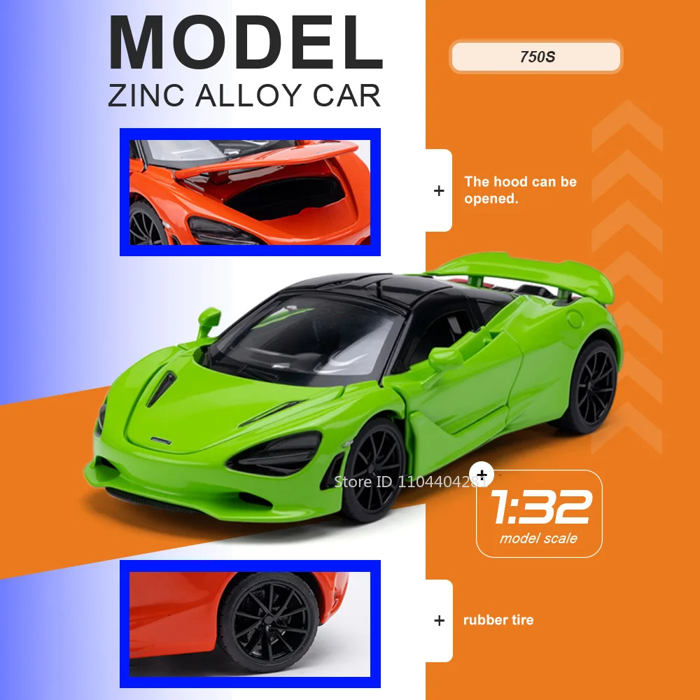 

Модель автомобиля 1:32 750S Sian из сплава, литая под давлением, с открывающимися дверями, резиновыми шинами, миниатюрный спорткар – незабываемый и уникальный подарок