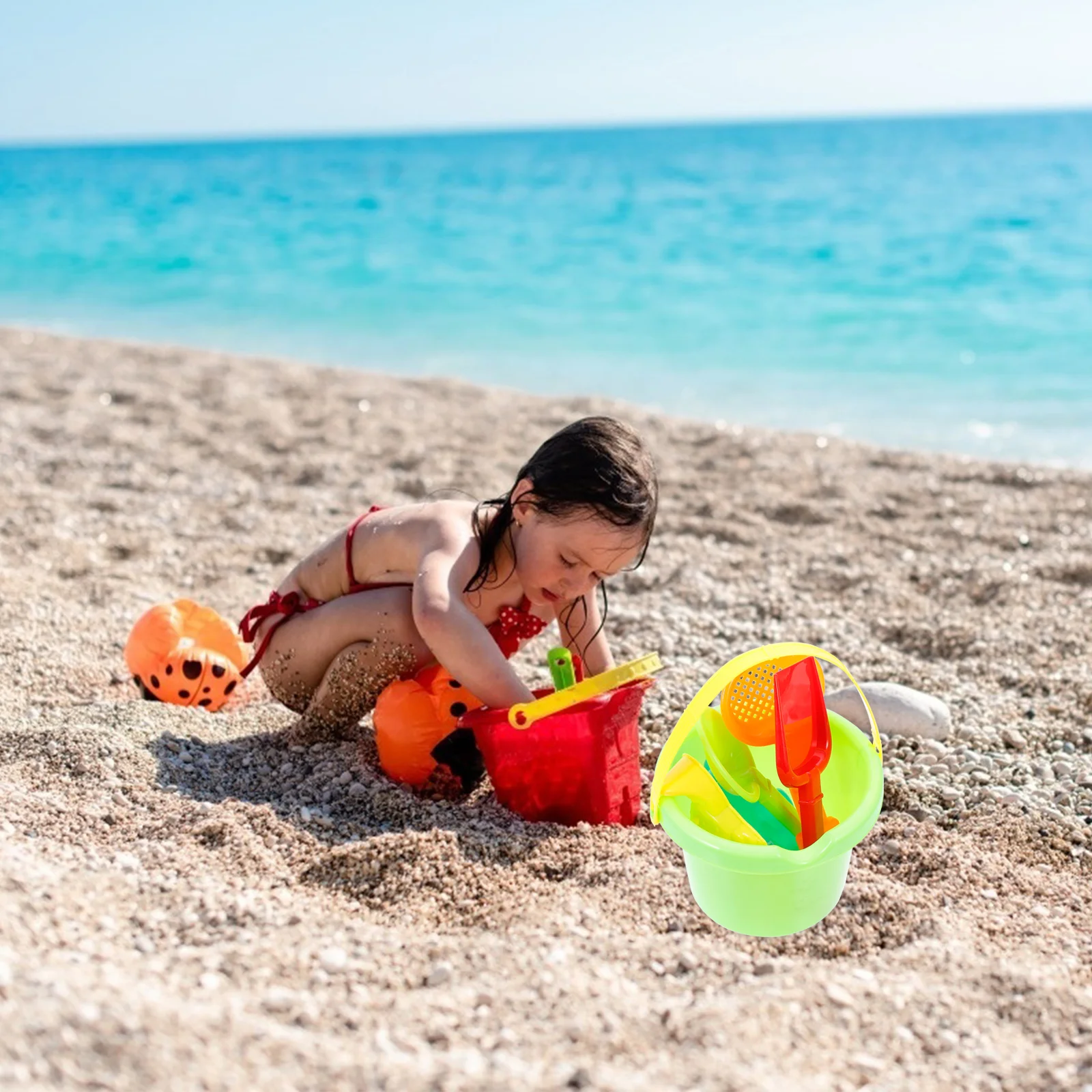 ของเล่นชายหาดของเล่นทรายเด็กมือบนถังชุดเครื่องมือพลั่วพลาสติกปลอดภัยขนาดเล็กวัสดุพรีเมี่ยมการออกแบบสีสดใสปลูกฝัง