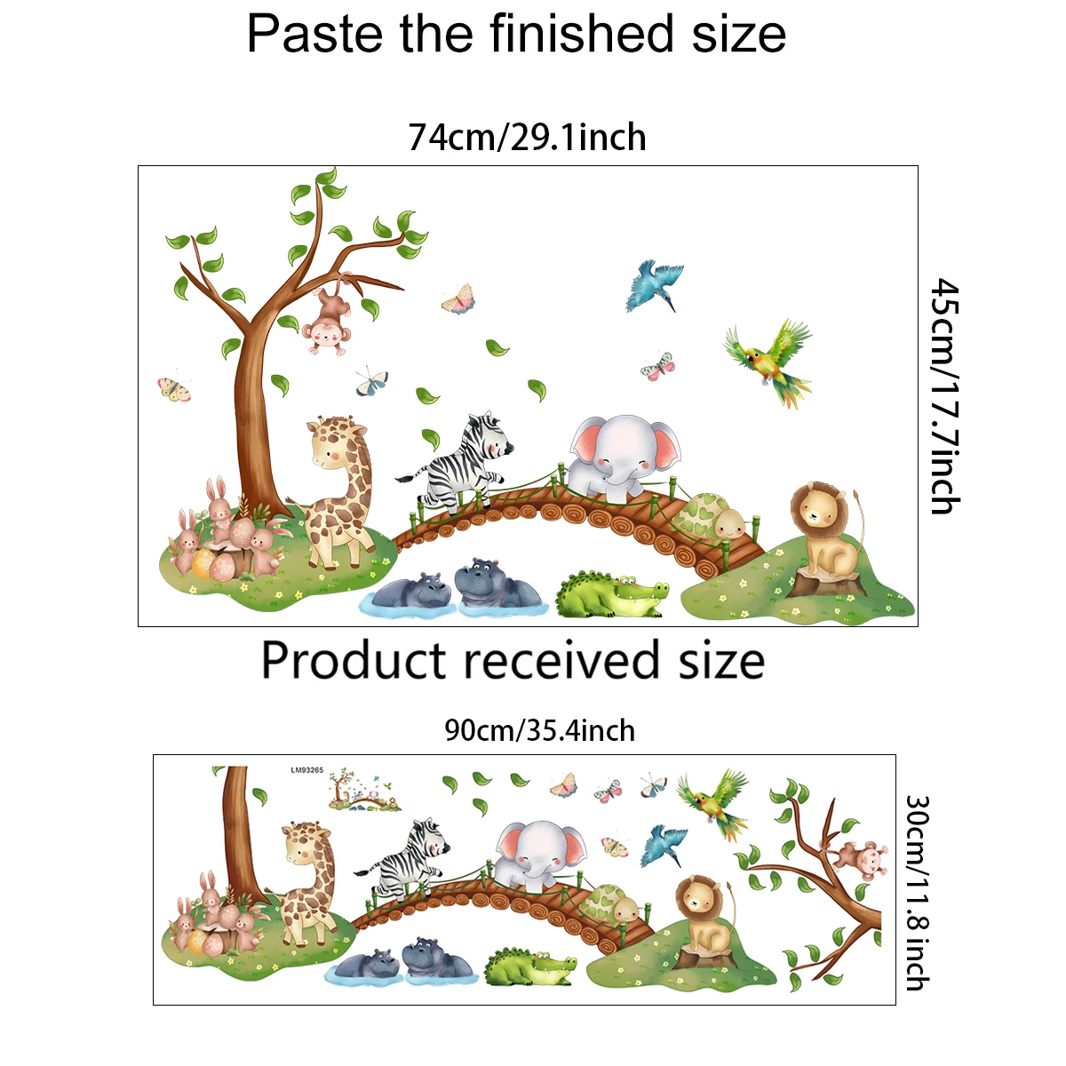 Animal dos desenhos animados elefante zebra girafa ponte adesivo de parede à prova dwaterproof água pvc quarto das crianças jardim de infância decoração para casa