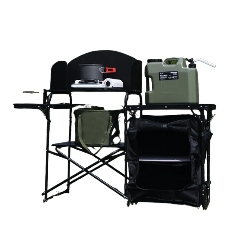 

Складной портативный уличный плита, стол для кемпинга, кухонный набор, быстрая установка, алюминиевый ветрозащитный передвижной кухонный стол с местом для хранения