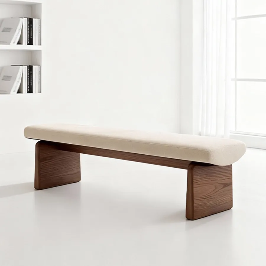 Nordic minimalist solid wood bench home dining room soft bag long dining stool bedroom bedside stool entrance shoe changing stoo