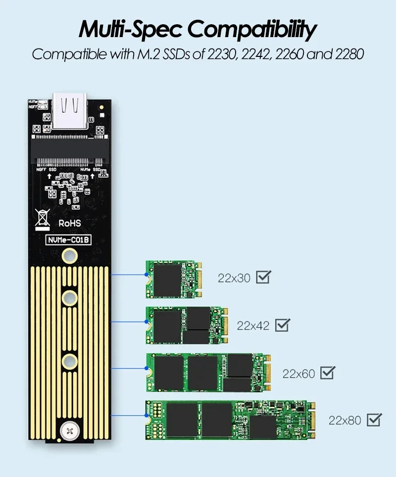 M.2 NVME PCIe NGFF SATA Dual Protocol SSD Case Clear USB Type C 10Gbps PCI-E M2 SSD Transparent External Enclosure Hard Disk Box