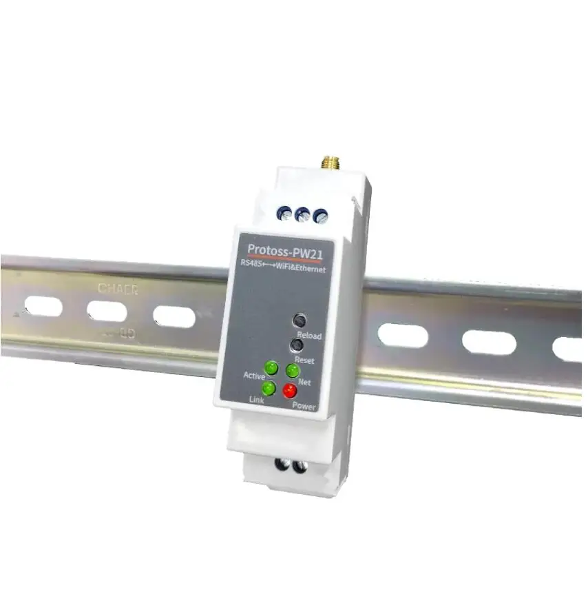 Din Rail Pw21 Wifi Seriële Server Rs485 Naar Ethernet 110-240V 24V Ondersteuning Modbus Tcp Naar Rtu Web Ota Upgrade