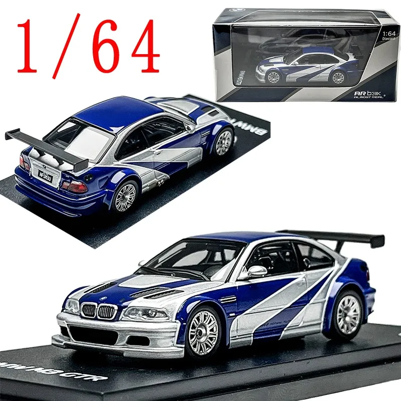 AR Box Diecast 1/64 مقياس BMW M3 GTR نموذج سيارة رياضية سبيكة BMW M3 GTR تحتاج سرعة اللعب المركبات نموذج هدية الديكور