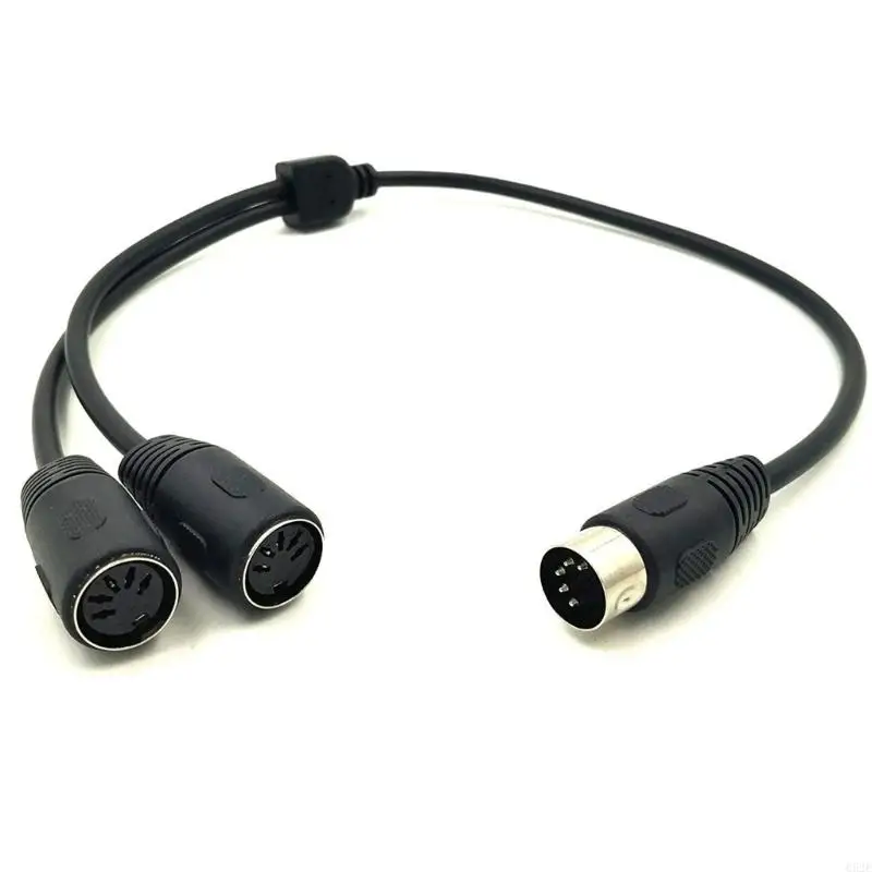 

652E 19.6inch DIN 5-Pin Splitter Y Adapter Cable, MIDI 5 Pin Male to Double 2x DIN-5 Female Extension Line Cable Cord