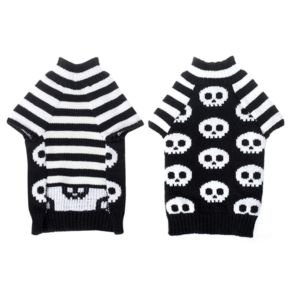 

Halloween Skull Stripe Warm Costume For Autumn Winter Easy Wear Cozy Puppy Clothing Supplies Size Warm Dog Clothes Pet Sweater