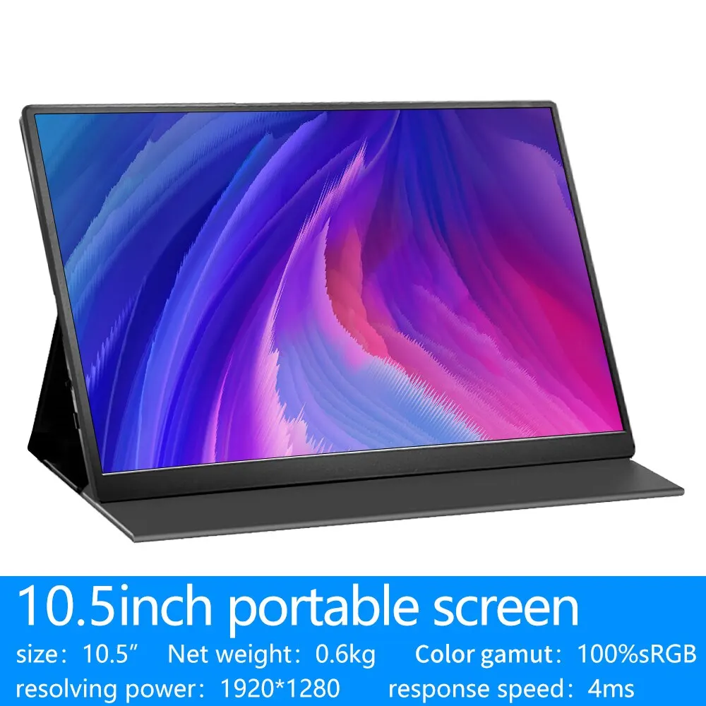 MUCAI 10,5 Inch 1280P Ultra Draagbare Monitor 16:10 IPS 60Hz Spelscherm 100% SRGB 420Cd/m ² Laptop Mac Xbox PS4/5 Schakelscherm