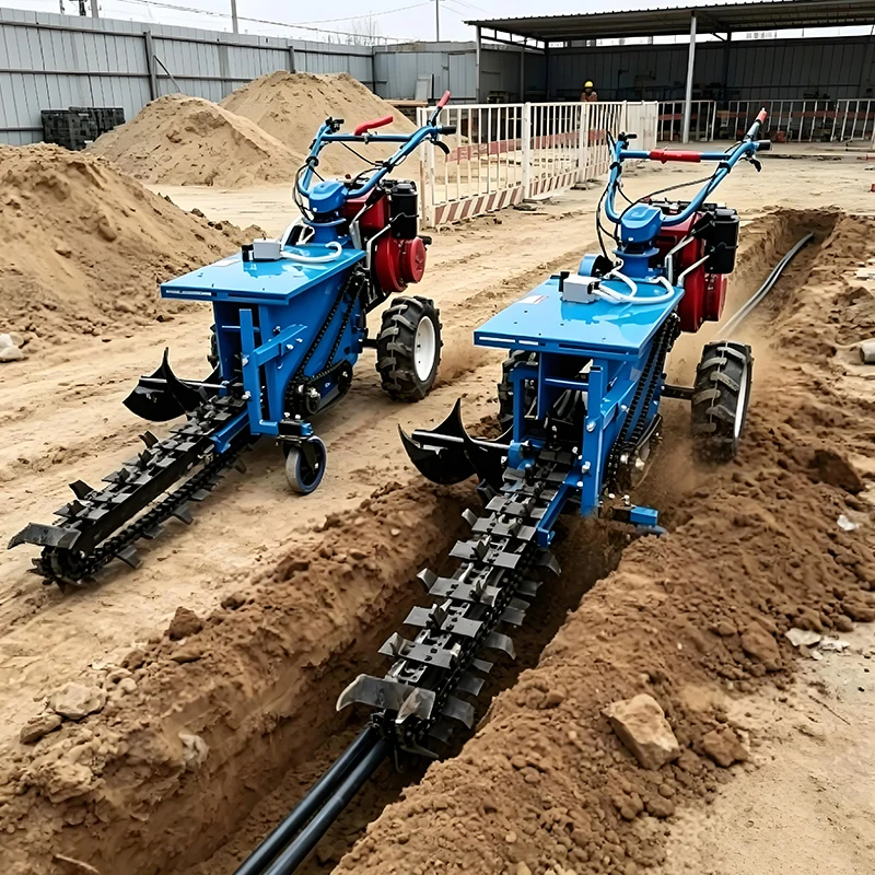 Mini Trencher Machine Powered Trench Digger for Farm Irrigation Garden Water Pipe Installation Construction Equipment Use