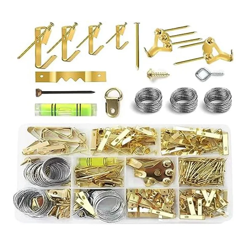 ABZL 314 個の画像吊り下げキット金属製の重い画像吊り下げフック乾式壁用、釘付き画像フック、吊り下げワイヤー鋸歯