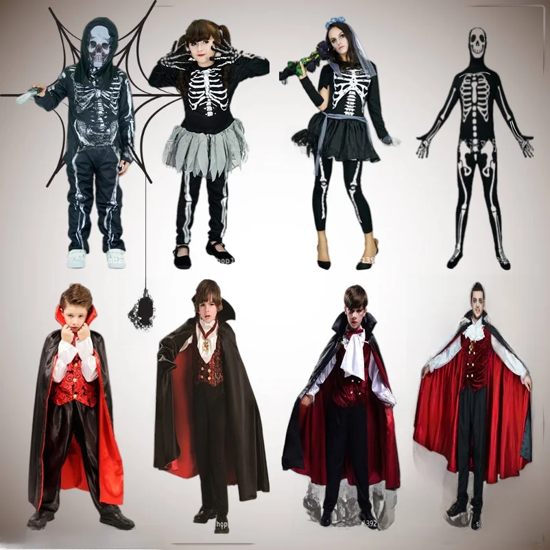 

Halloween Parent-Child Costume Men's Skeleton Bone Cosplay Outfit Party Masquerade Ball Performance Traditional Hanfu