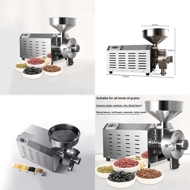 Stainless Steel Cassava Corn Grain Mill for Rice Oat Wheat Fine Flour Grinding Machine