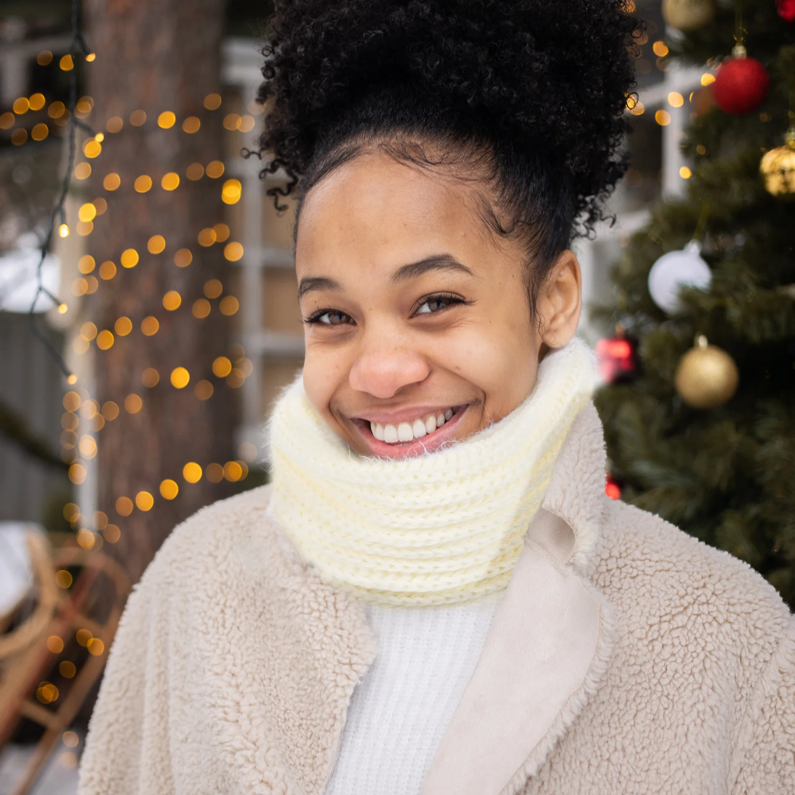 

Knitted Scarf Winter Warm Thick Loop Neck Wrap For Men Women Purple Blend Shawl Lightweight Accessory