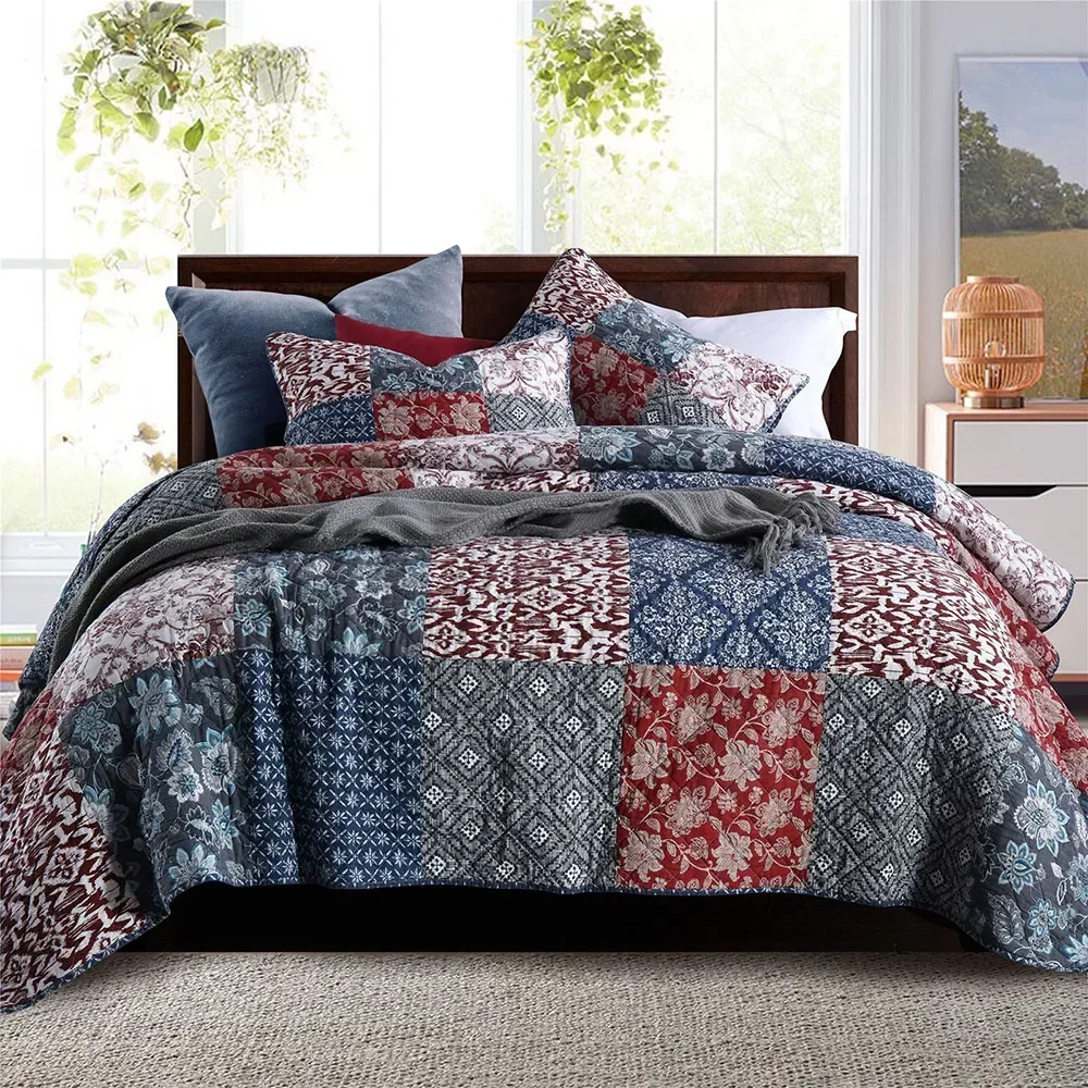 3pcs cotton Bedspread on the bed Plaid Patchwork blankets for bed Stitch bed cover double bedspreads & coverlets mattress topper