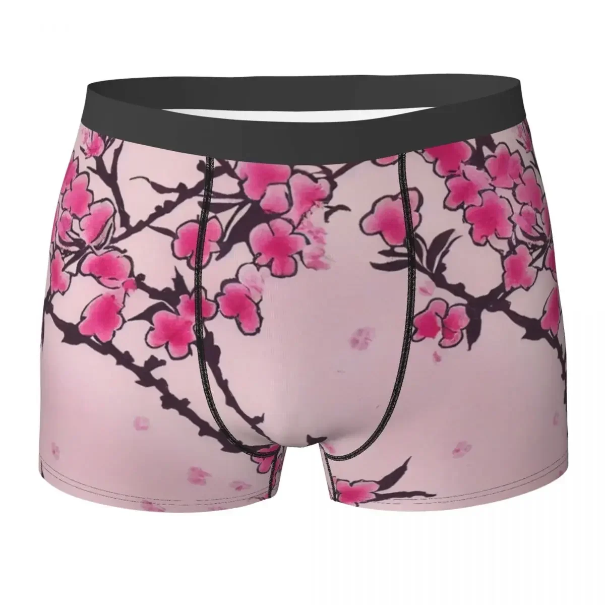 Boxer Underpants Shorts Pink Cherry Blossom Floral Pattern Print Panties Men Soft Underwear for Homme Man Boyfriend Gifts