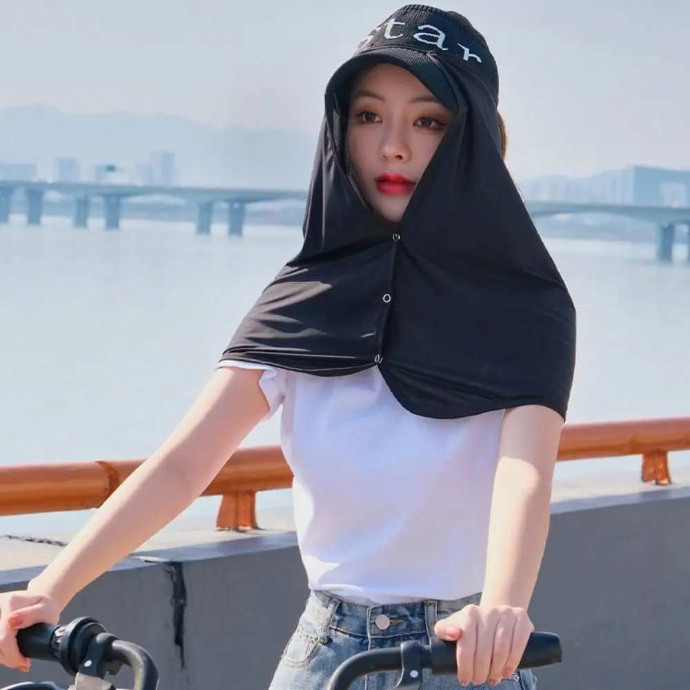 

Thin Solid Color Ice Silk Sunscreen Mask Quick Drying Scarves Cycling Scarf Shawl Neck Protector Face Veil Gardening