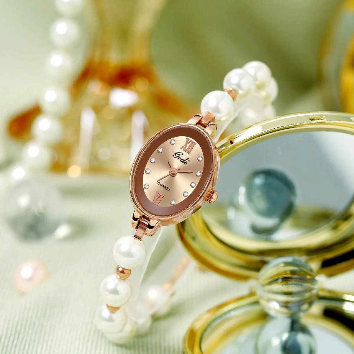 Goldie light luxury style mother of pearl bracelet watch, Chinese luxury high-end quartz watch, women's jewelry watch