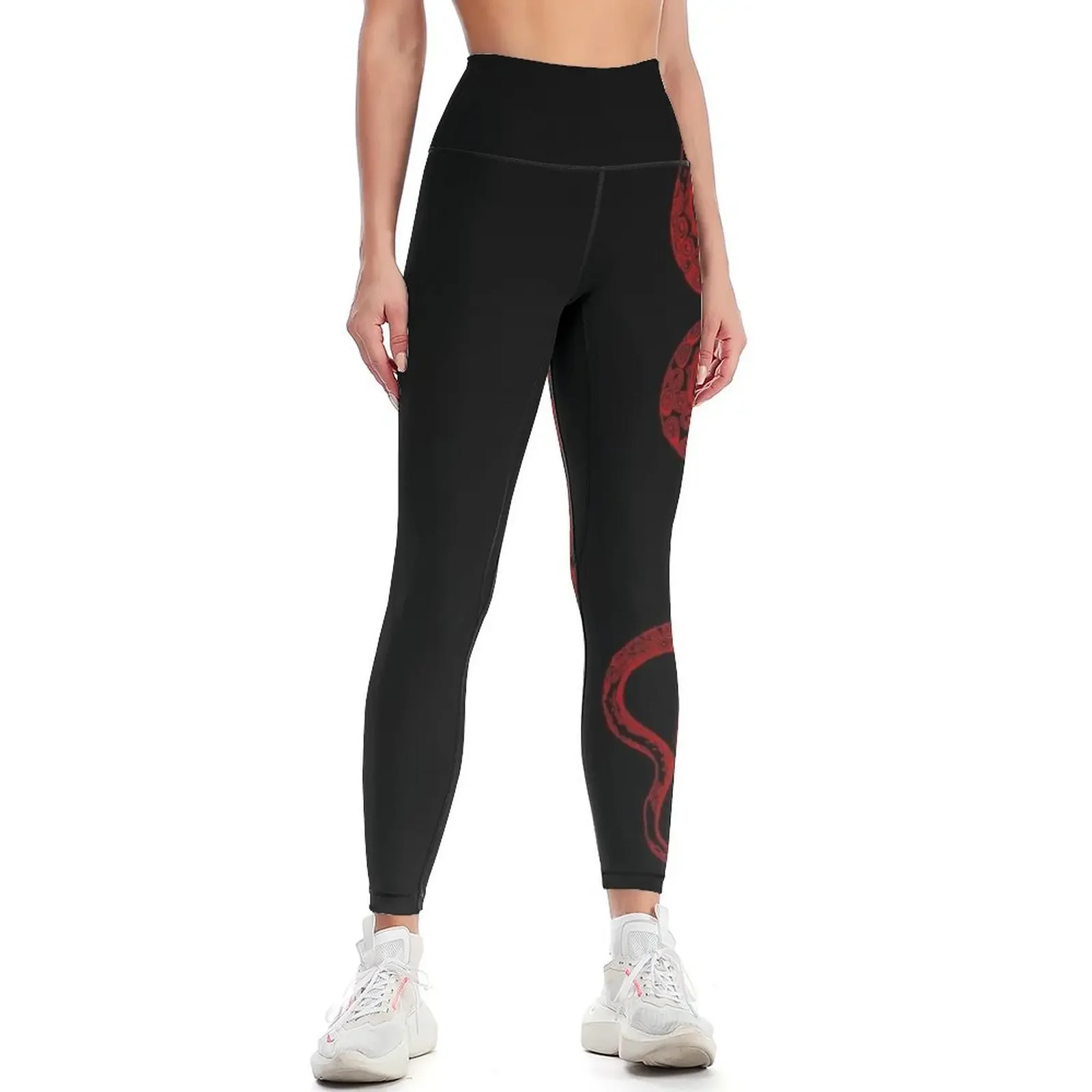 

Red Vintage OctopusTentacles Illustration Leggings sports tennis for gym sportswear woman sportswear gym Womens Leggings