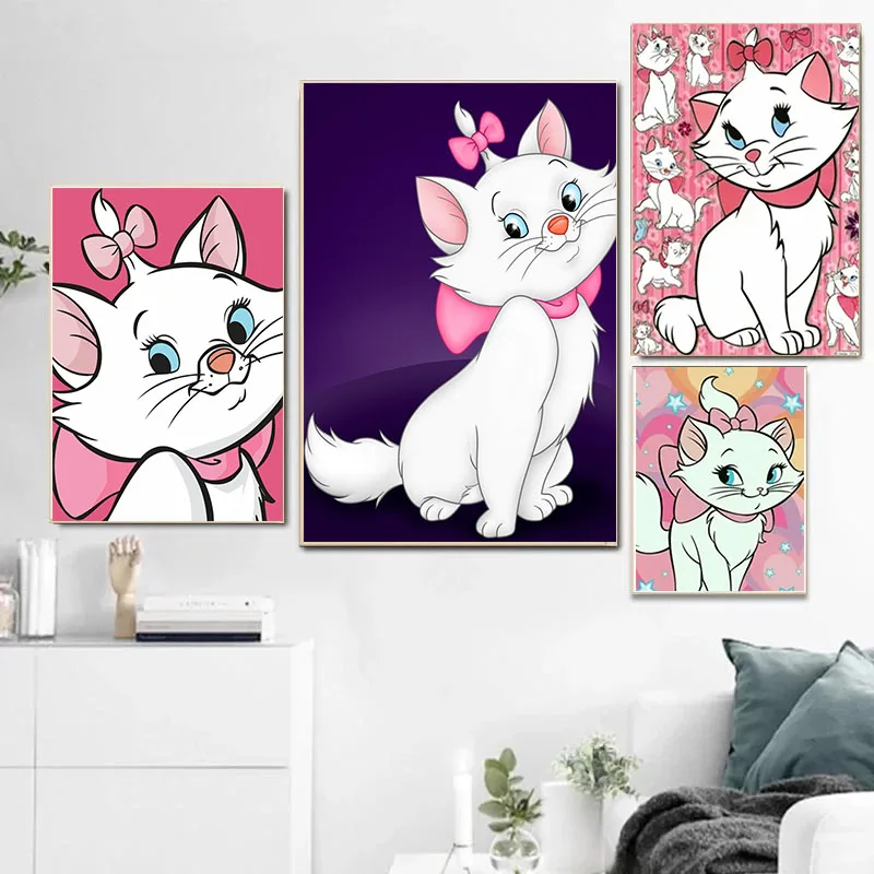 Disney Movie The Aristocats Marie Cat Wall Art Canvas Painting Nordic Posters and Prints Wall Pictures For Living Home Decor