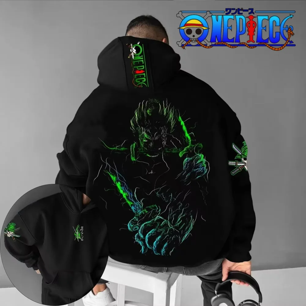 قطعة واحدة الرجال هوديي سترة رورونوا زورو انمي ياباني الرجال والنساء طويلة الأكمام البلوز الخريف والشتاء الشارع الشهير