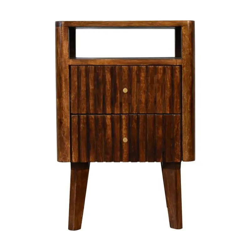 Solid Wood Nightstand with 2 Drawers, Modern Design for Bedroom Storage