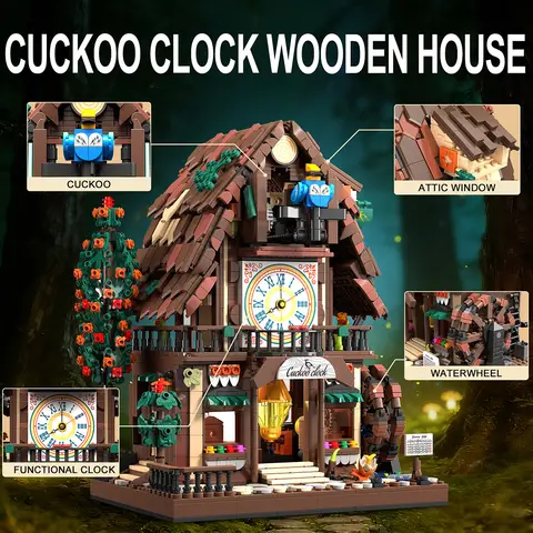 1909PCS Cuckoo clock house Model Building Blocks Toy Clock House Puzzle Bricks Sets Educational Toys Desktop Ornament Gifts